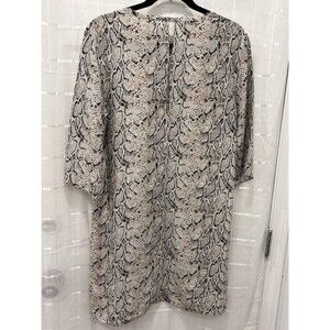 EQUIPMENT FEMME 100% SILK AUBREY SHIFT DRESS SNAKE PYTHON PRINT POCKETS SIZE M